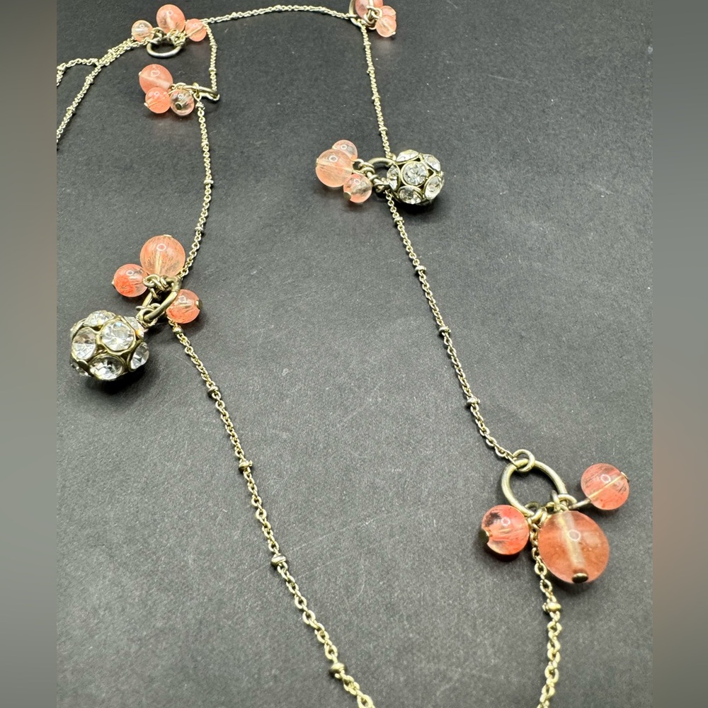 J Crew Gold and Pink Rhinestone Necklace